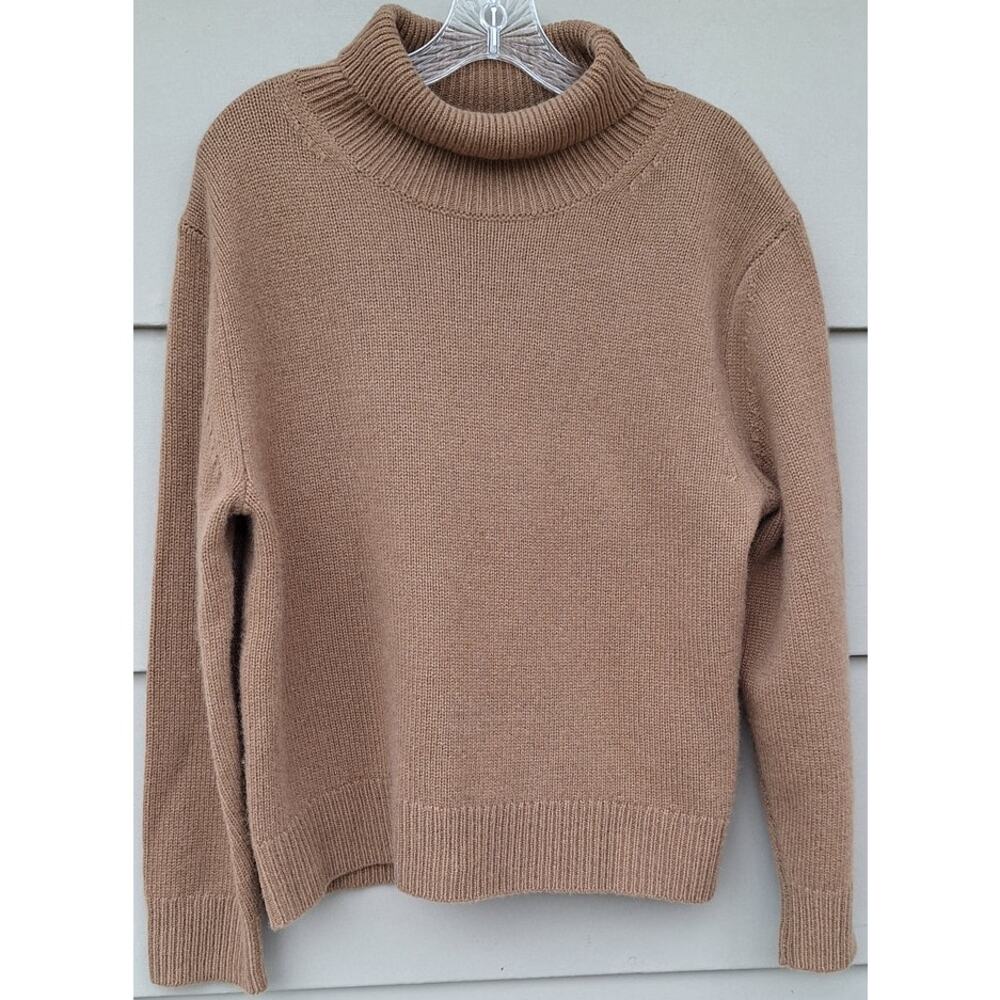 Aritzia Wilfred 100% Cashmere Cowl Neck Tan Brown Sweater Size M Minimalist